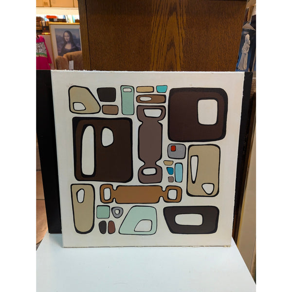 MCM Mid Century Modern Abrstract Geometric Painting acrylic Canvas 20"x20"