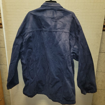 Code Zero Blue Canvas Chore Barn Coat Size XL Distressed SunFade Workwear Jacket
