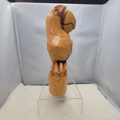 Artisan Hand-Carved Tropical Wood Parrot Figurine - Signed tropical Bird Avian