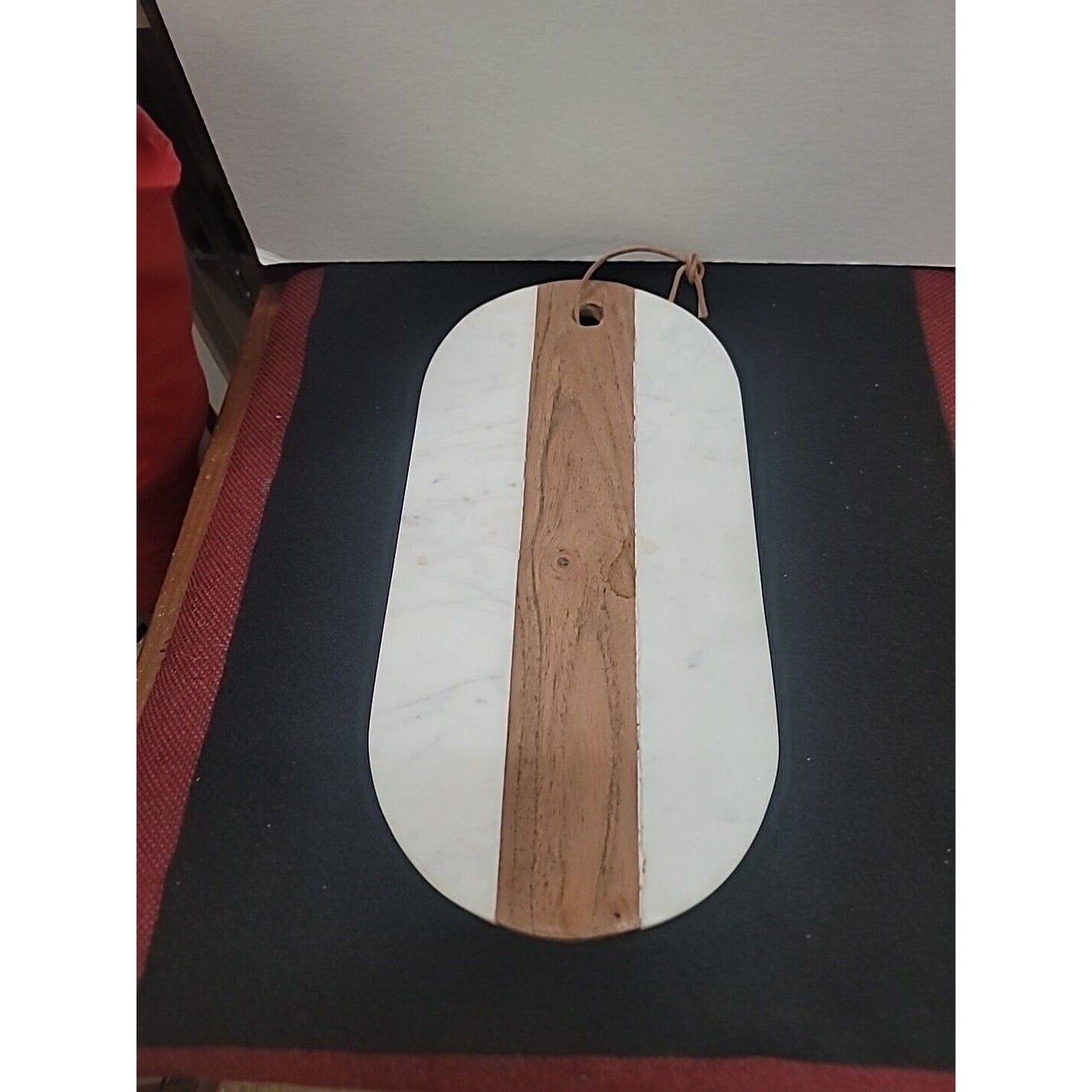 Cheese Meat stone Marble/ Acacia Wood Serving/Cutting Board With Leather Strap