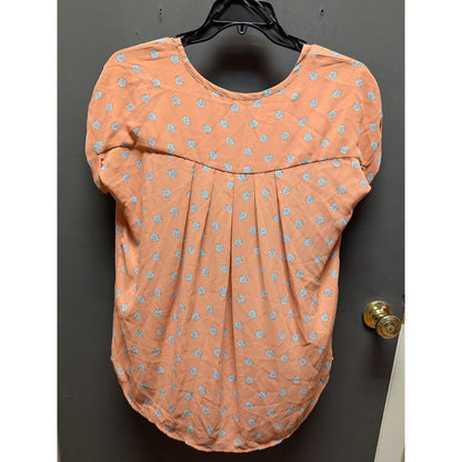 Pleione Terracotta Textured Dot Short Sleeve Blouse Size Medium NEW