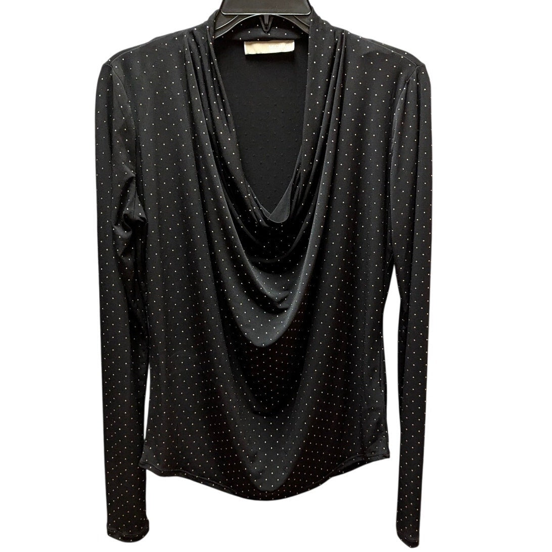 Michael Michael Kors Studded Cowl Neck Top Medium Black Long Sleeve Blouse