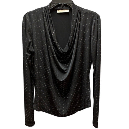 Michael Michael Kors Studded Cowl Neck Top Medium Black Long Sleeve Blouse