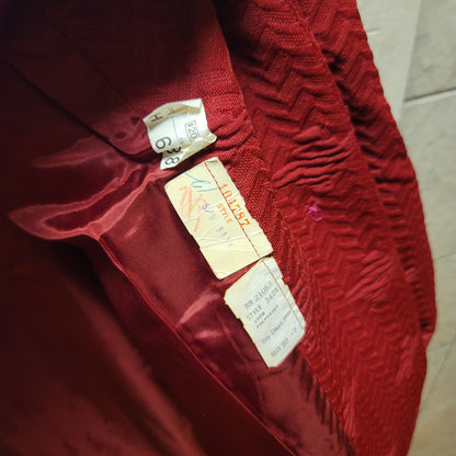 Vintage Roberta Lee LargeXL Burgundy Coat Polyester Textured Button Long Sleeve