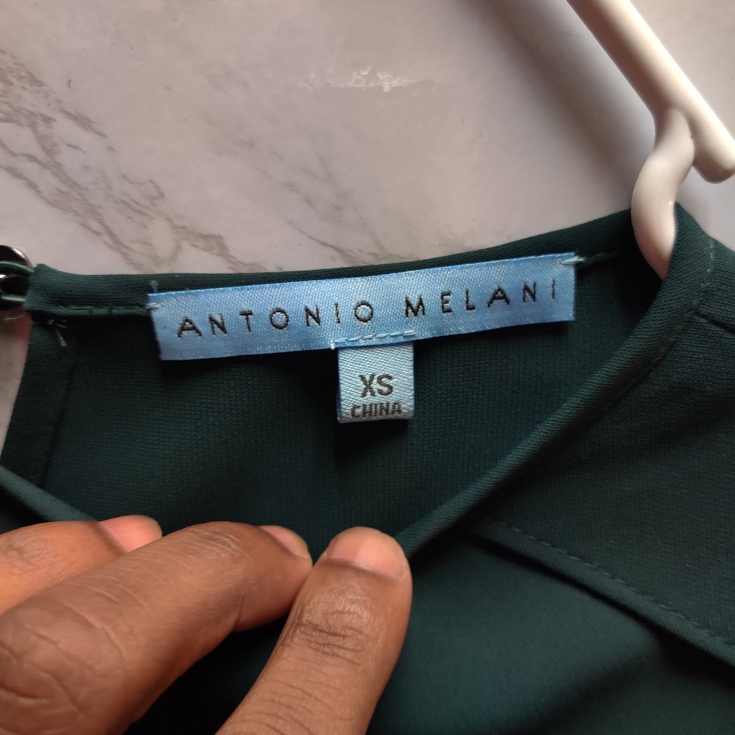 Antonio Melani Hunter Green Cold Shoulder Pleated Blouse Top minimalist XS