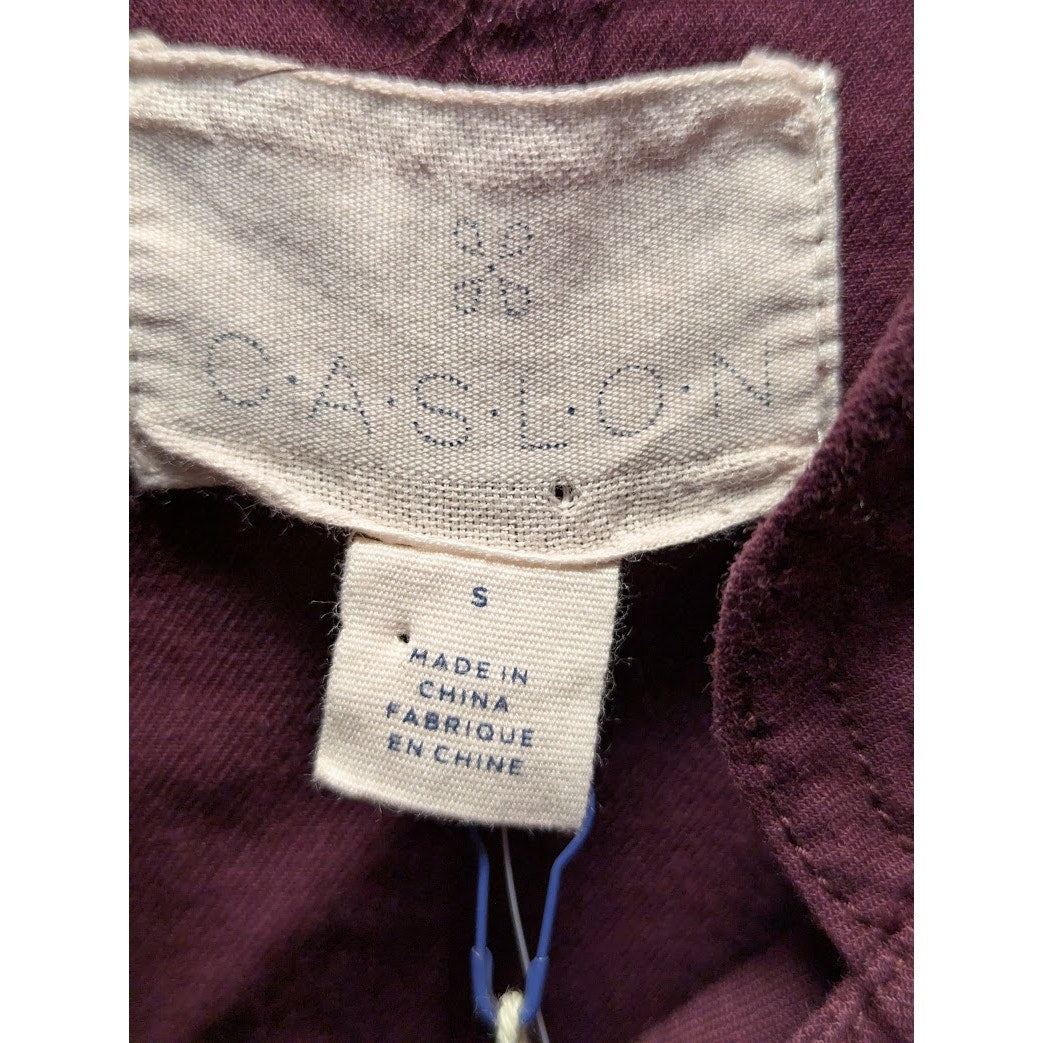 Caslon Women's Plum Button-Front Raw Hem Blouse NWT Size Small Activewear