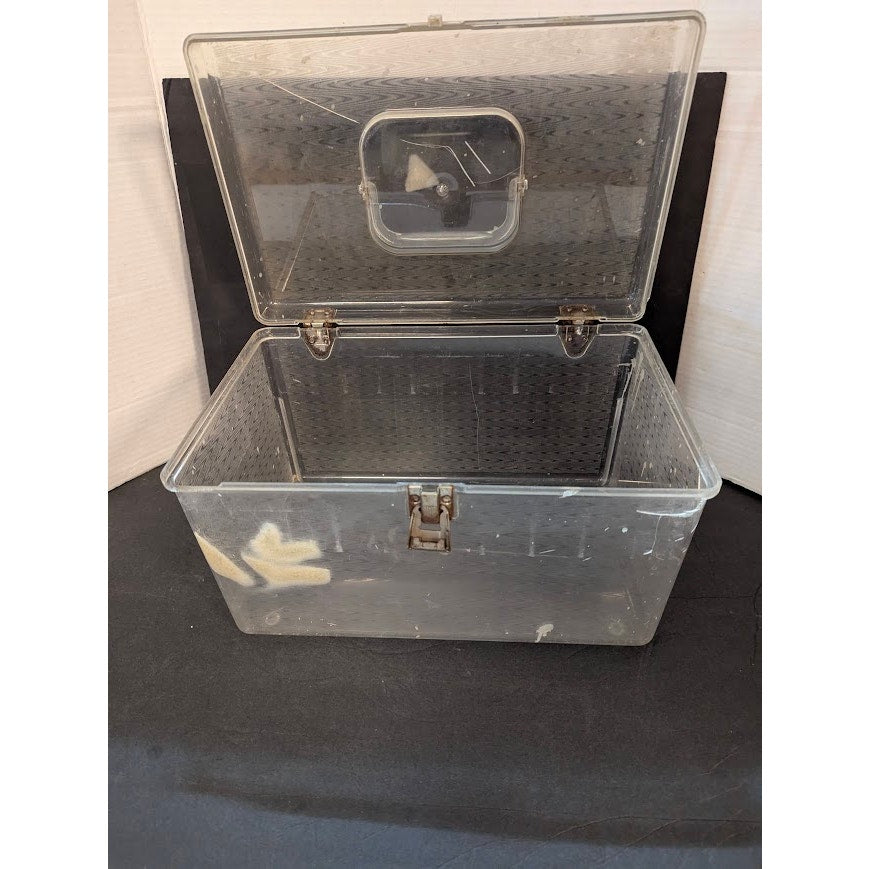 Vintage Clear Acrylic Sewing Case Crafts Organizer Storage Box Carrying Handle