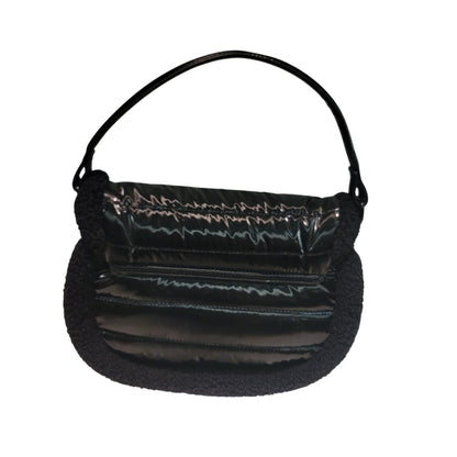 Pajar Canada Quilted Sherpa Trim Puffer Bag Purse shoulder Black NO STRAP