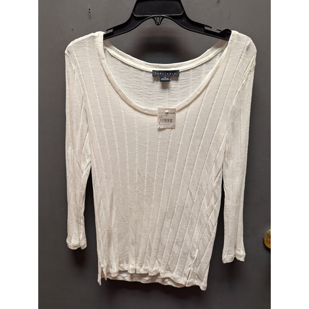 Sanctuary Opal Ribbed Knit Three-Quarter Sleeve Top Size Medium NEW