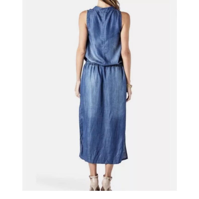 standards & practices denim dress sleeveless cinch waist midi Size 2X NEW
