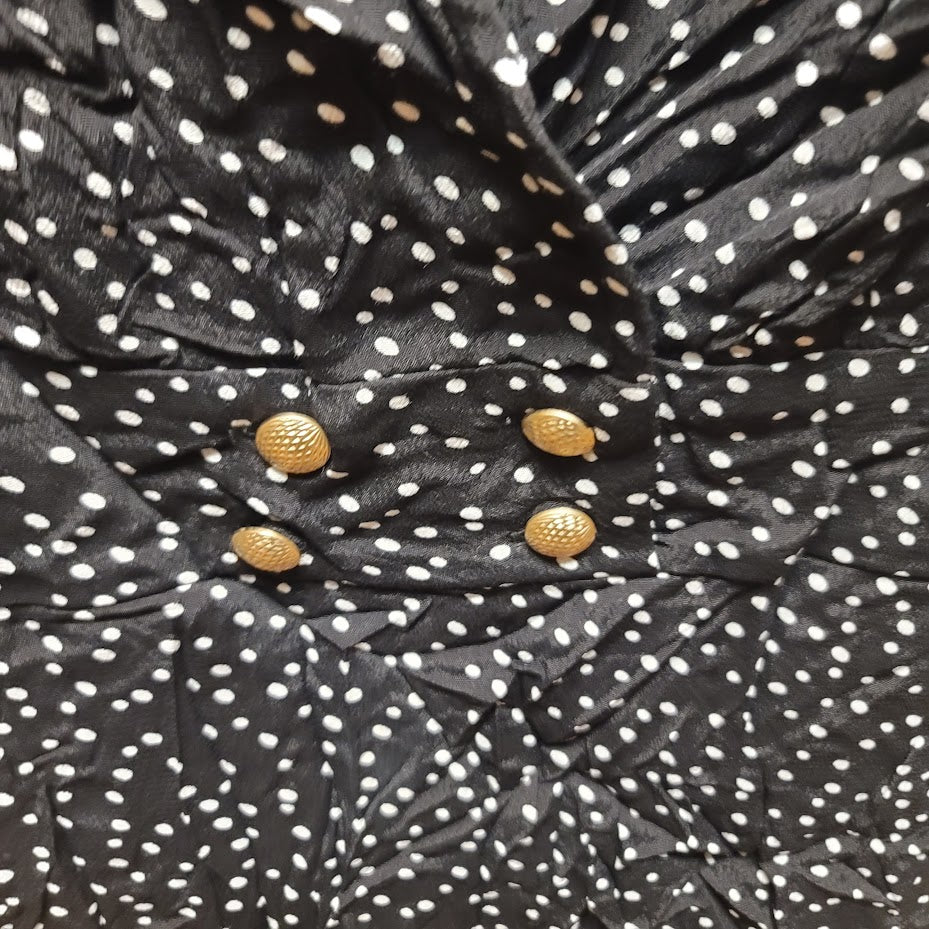 RowA womens Size Small Black white Polka Dot Sleeveless Dress NEW button detail