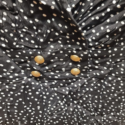 RowA womens Size Small Black white Polka Dot Sleeveless Dress NEW button detail