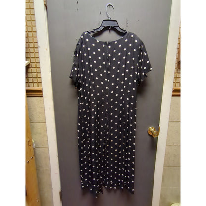 Vintage Helen Blake Black White Polka Dot Midi Dress Retro Rockabilly Style 18
