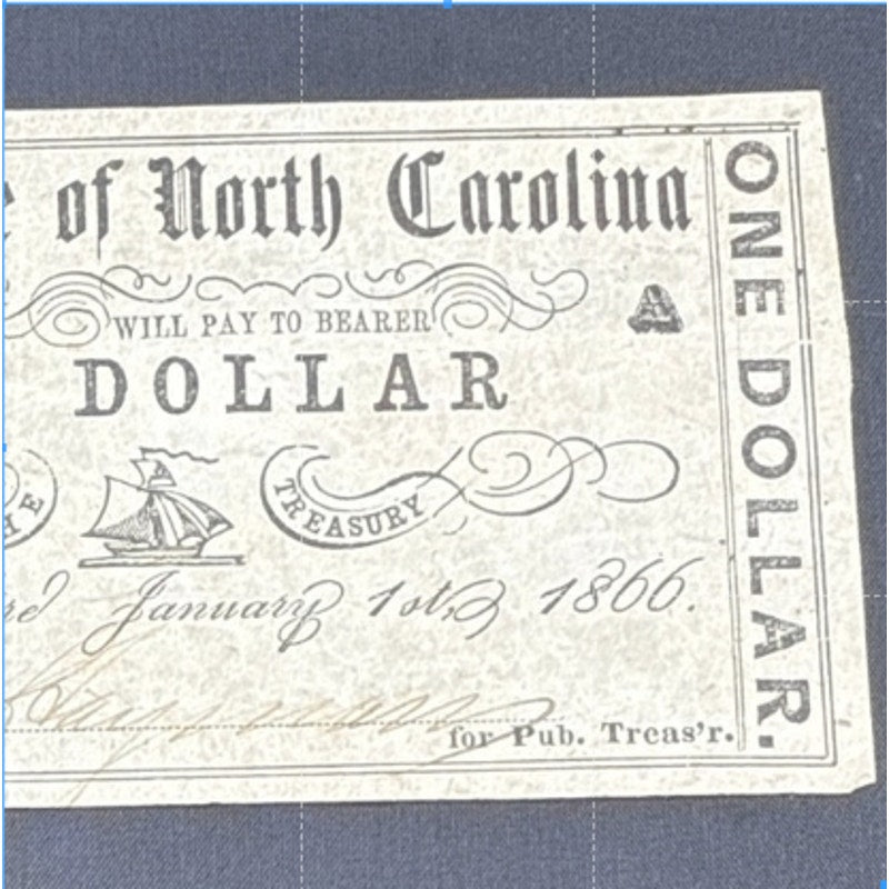 Paper Currency Bank Note USA Paper Money State of North Carolina $1 Series 1861