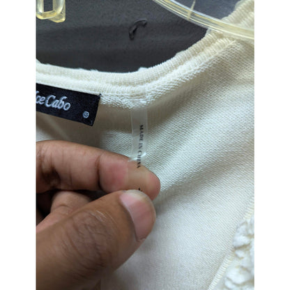 Dolce Cabo Cream Cream Ruffle V-Neck Sleeveless Knit Top Blouse Size Medium