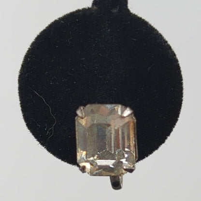 Vintage Emerald Cut Clear Rhinestone Screw Back Earrings Y2K Old Hollywood