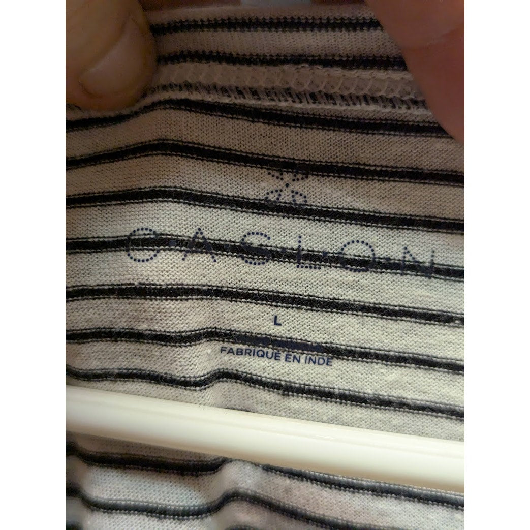 Caslon lightweight Size Large Blue white striped short sleeve scoop neck Shirt