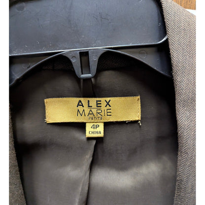 VTG. Alex Marie Brown Herringbone Blazer Corporate Core Academic Size 4P Jacket