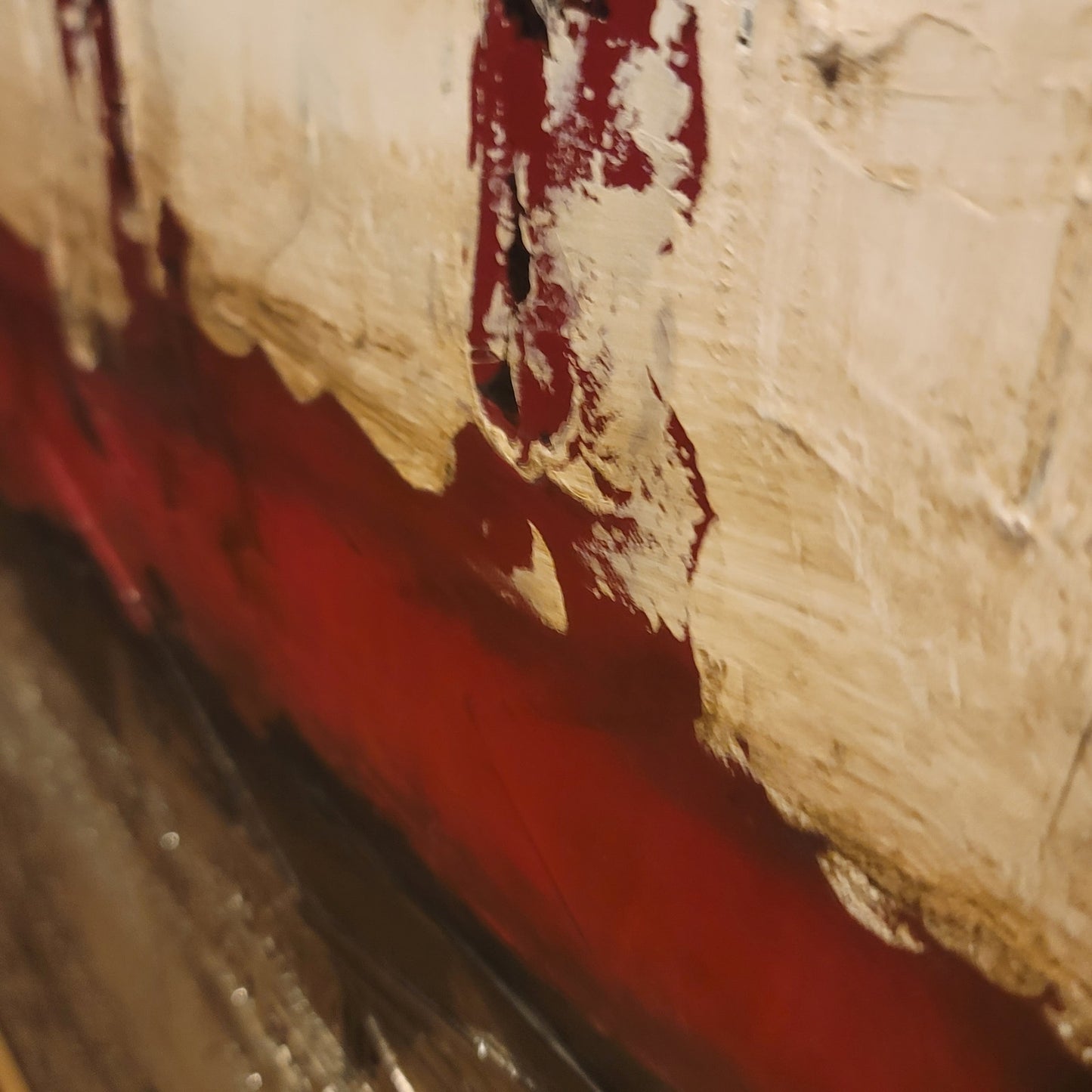 Sarah Brooke Middle of Nowhere Red Ribbon Large Textured Abstract Canvas 60x40