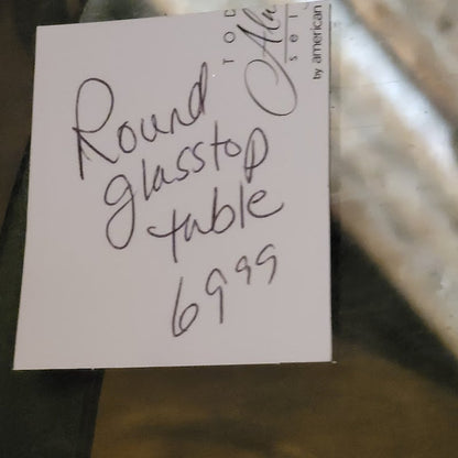 Secondhand Sandies: Glass Round coffee table black metal frame