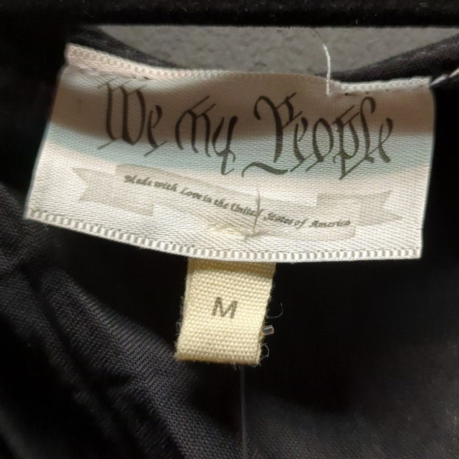 NWT We My People Black drawstring middle crop Ruffle Top Boho Medium