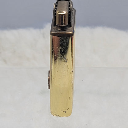 Vintage Ribbed Gold Mechanical Music Box Pocket Lighter Japan Smoke Gets In Eyes