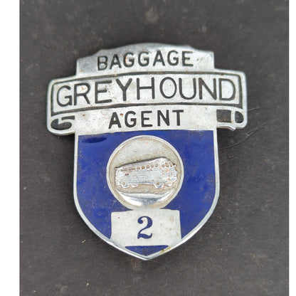 Vintage Greyhound Lines Baggage Agent Cap Badge Bus No 2 Enamel
