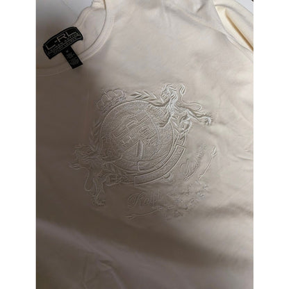 Lauren Ralph Lauren Active Medium Womens Ivory long sleeve top LOGO on chest