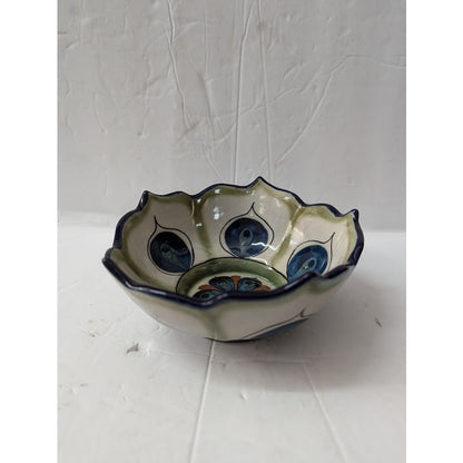 Lotus Palopo Salsa serving Bowl hand painted Guate Mayanke