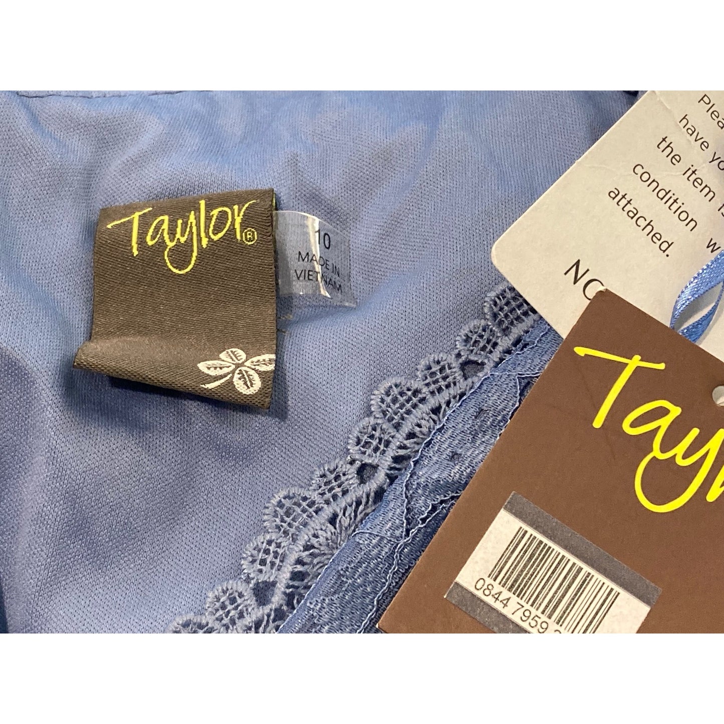 Taylor Sleeveless V-Neck Lace Midi Dress Size 10 in Azure Slate Blue NWT