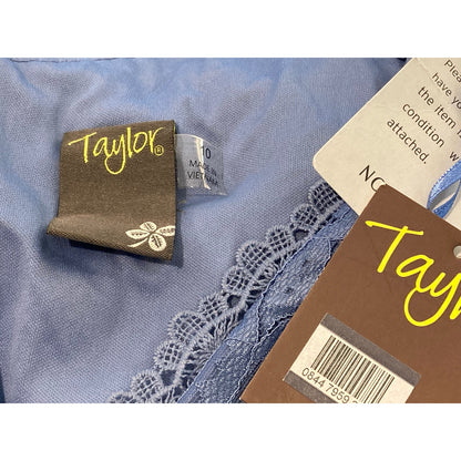 Taylor Sleeveless V-Neck Lace Midi Dress Size 10 in Azure Slate Blue NWT