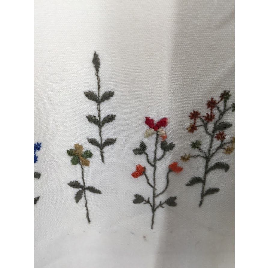 Vintage Leslie Fay Cream Dress Embroidery Maxi Long Sleeve cOTTON bLEND MEDIUM