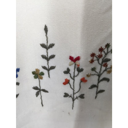 Vintage Leslie Fay Cream Dress Embroidery Maxi Long Sleeve cOTTON bLEND MEDIUM