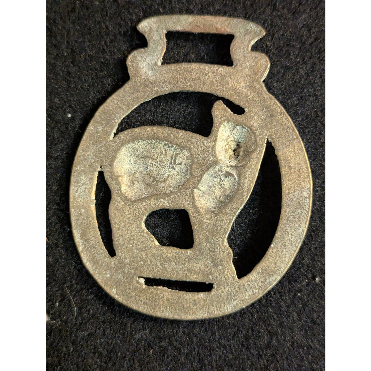 Antique Isle Of Man Manx Cat Horse Brass Harness Medallion Martingale Work Horse