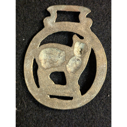 Antique Isle Of Man Manx Cat Horse Brass Harness Medallion Martingale Work Horse