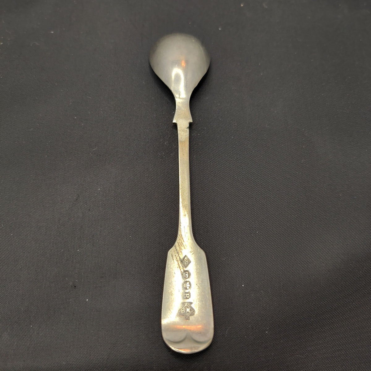 Antique William Page & Co Silverplate Salt Spoon Crown Fan Hallmarks