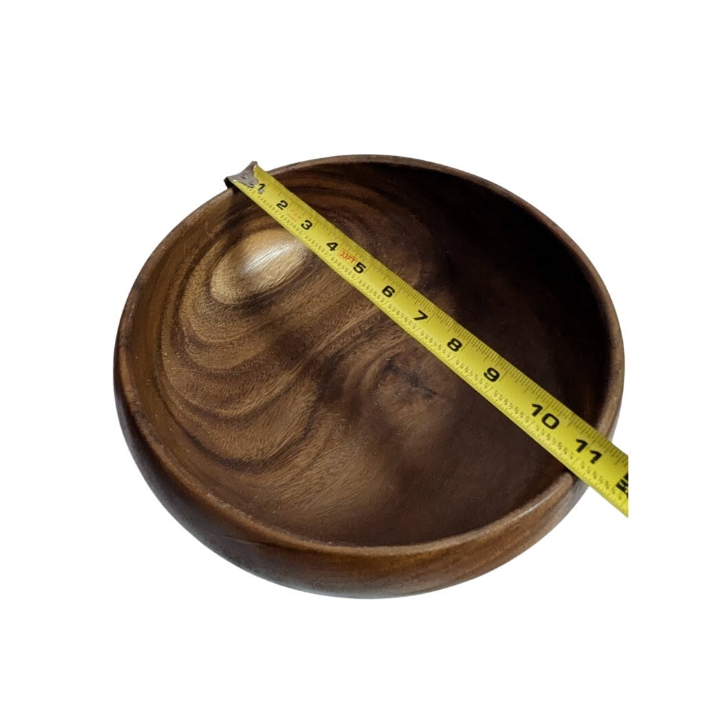 Acacia Large 11" Wood Round Bowl Centerpiece Serving MCM Gorgeous two tone Grain
