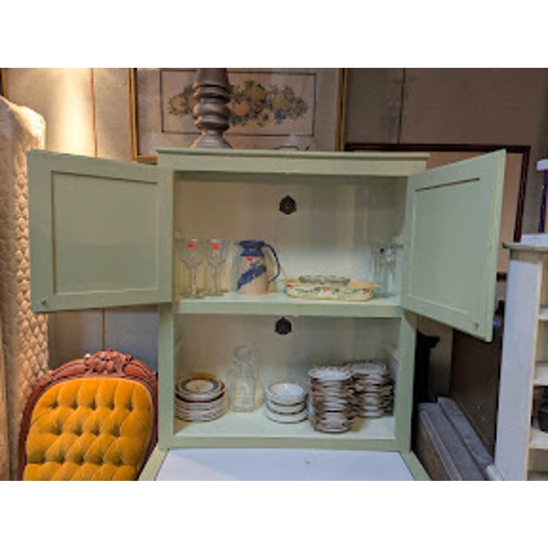 Secondhand Sandies: Sage Green Farmhouse Hoosier Kitchen Cabinet Hutch