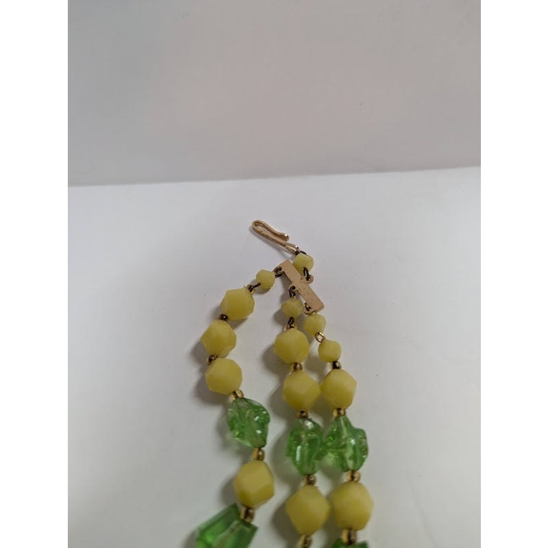 Vintage graduated 1950 layered signed GERMANY green yellow NECKLACE 3 STRAND