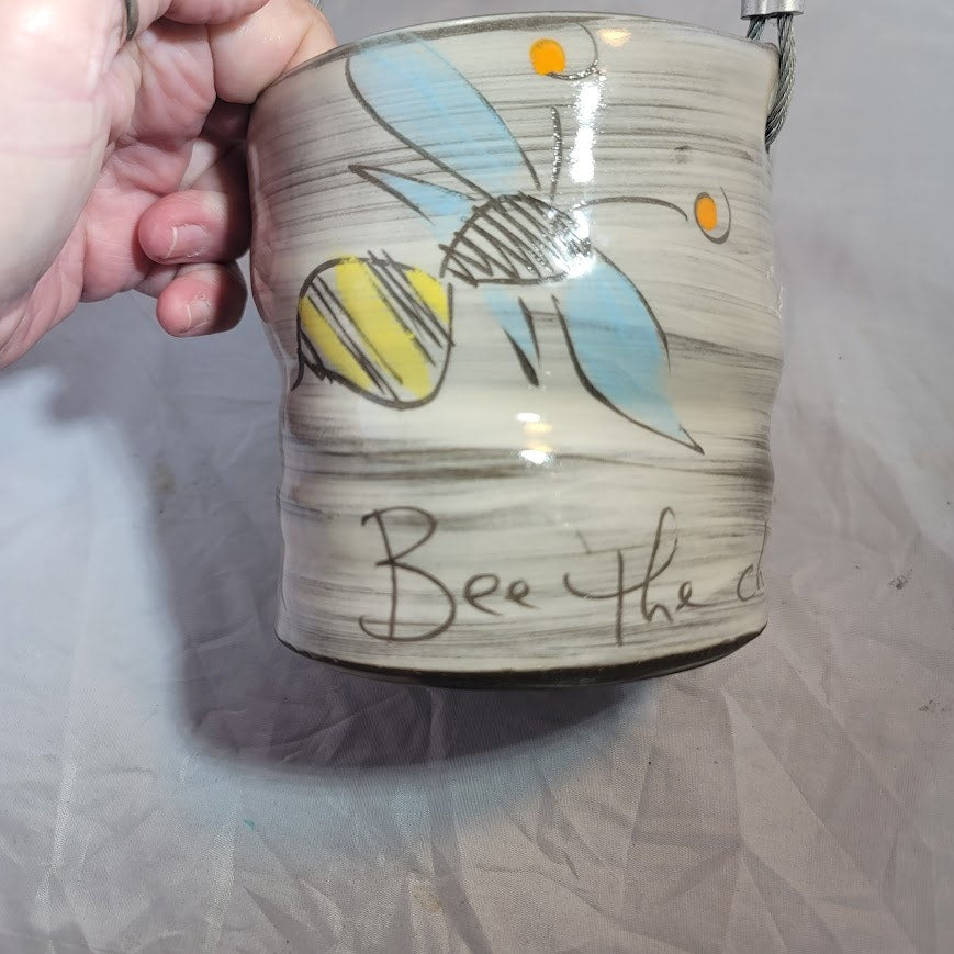 Z Pots New England Handmade Bee the Change Hand Painted Ceramic Small Bucket