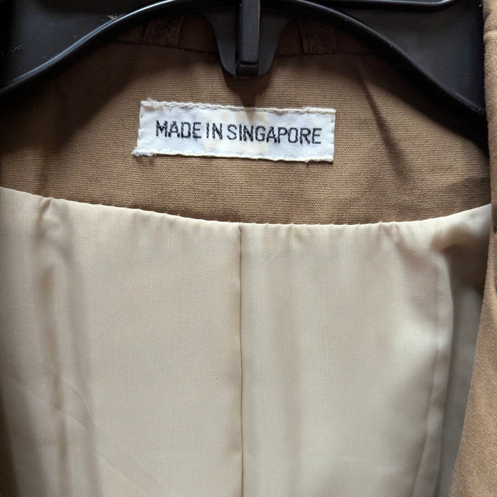 Vintage Two-Tone Khaki Trench Coat Womens Medium Long Rain Duster