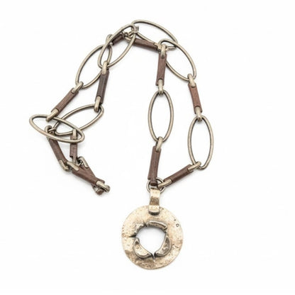 Uno de 50 Cratere Silver Plated / Exotic Wood Long Necklace 19" wood and silver