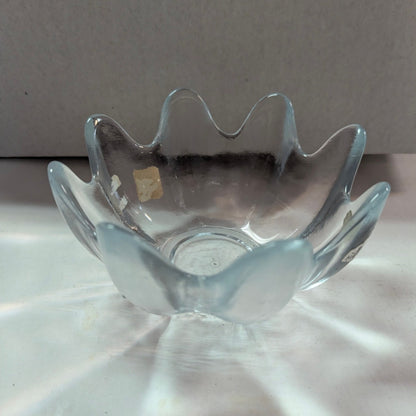 Blenko Art Glass Lotus Bowl 6143S Blue w/ Original Milton W. Va. Tag MCM