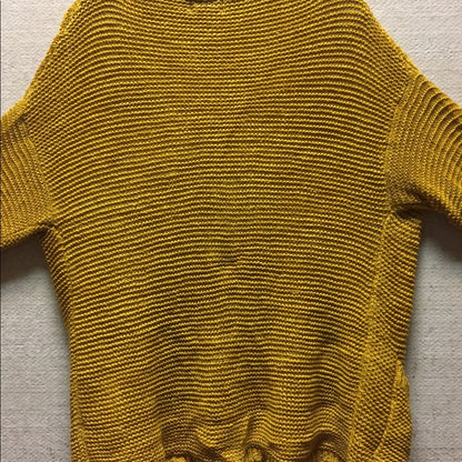 Ceny Womens Open Front Weave Knit Cardigan Drop Shoulder Mustard Yellow Size XS