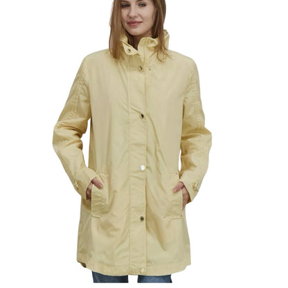Via Spiga packable Mock Neck Plain Long Sleeve Raincoat X-LARGE travel Yellow XL