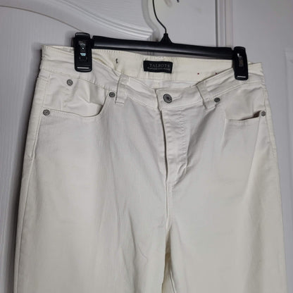 Talbots womens boot cut White Jeans Button Zip Cotton Stretch 30" Waist