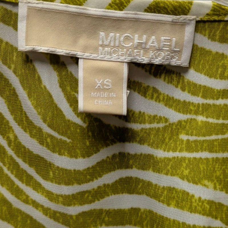 Michael Kors Chartreuse Yellow Zebra Print Studded Poncho Kaftan Top XS