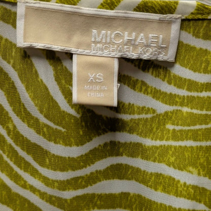 Michael Kors Chartreuse Yellow Zebra Print Studded Poncho Kaftan Top XS
