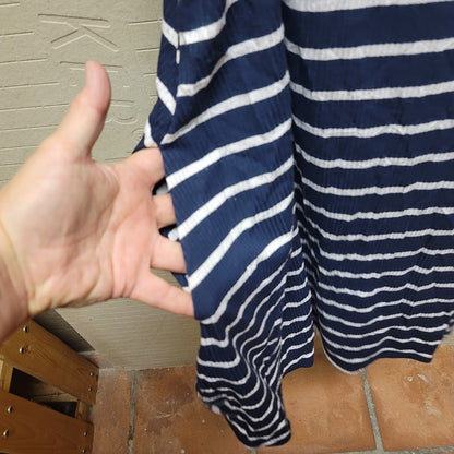 Socialite Cowl Neck Swing Dress Blue White Striped Pockets Size XS NEW Casual