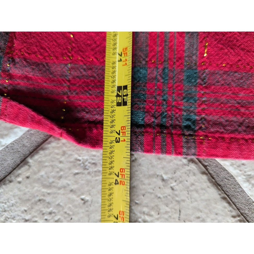 Vintage Holiday Rectangular tablecloth Red Green Gold striped 56" x 73"